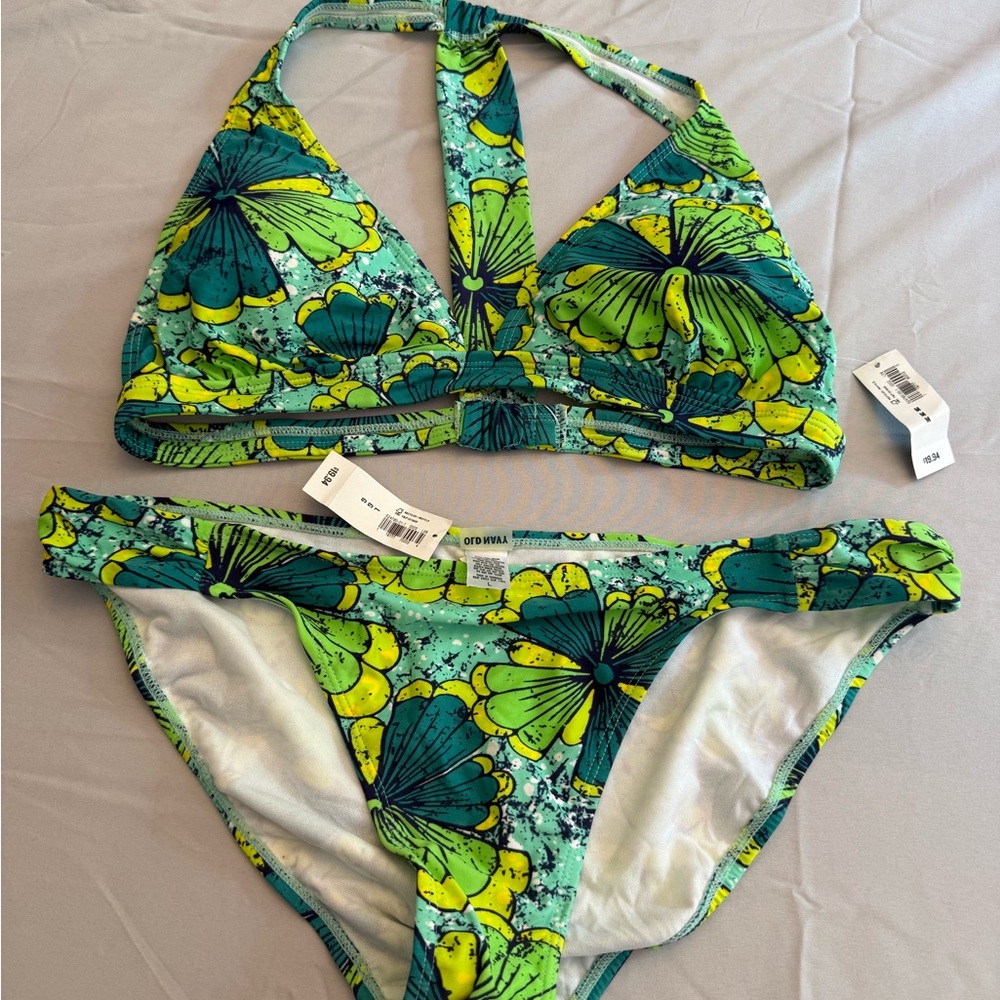 Old Navy Green Floral Bikini